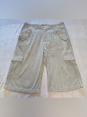 Vintage Rocawear Hickory Stripe Denim Cargo Shorts - Size 32 - Y2K Hip Hop Baggy